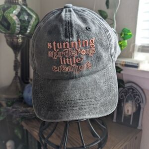 Embroidered Blood and Ash Inspired Dad Hat in Charcoal Gray